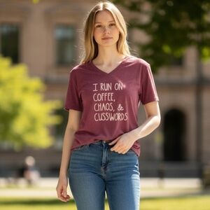 Graphic Tee - Coffee Chaos Cusswords - Maroon